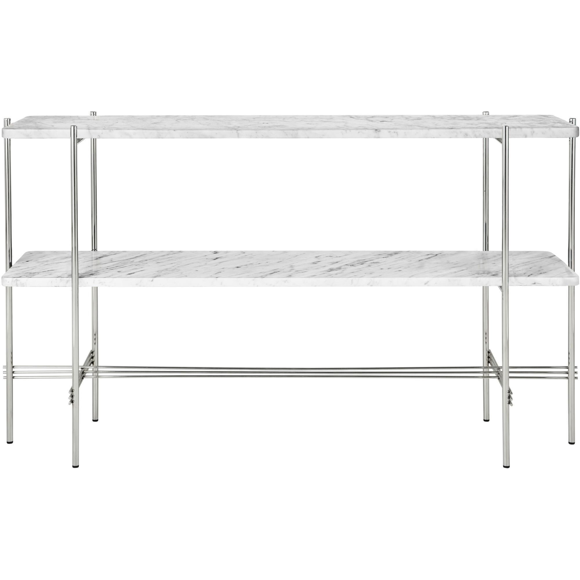 TS Konsolbord H72 2 Hylder Poleret Stål/White Carrara Marmor