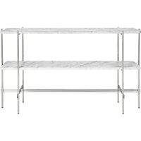 TS Console Table H72 2 Shelves Polished Steel/White Carrara Marble