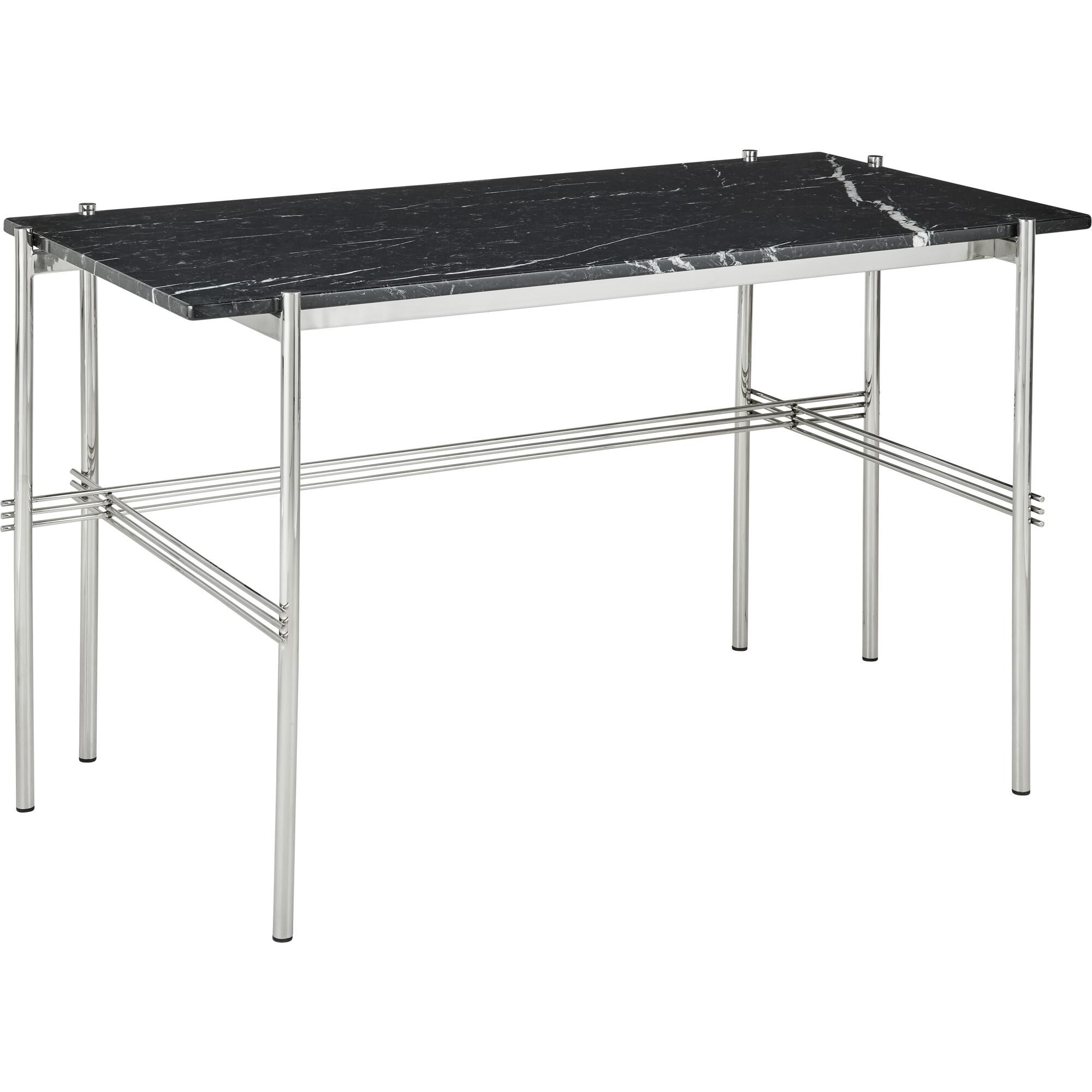 TS Skrivebord 120x60 Polert Stål/sort Marmor