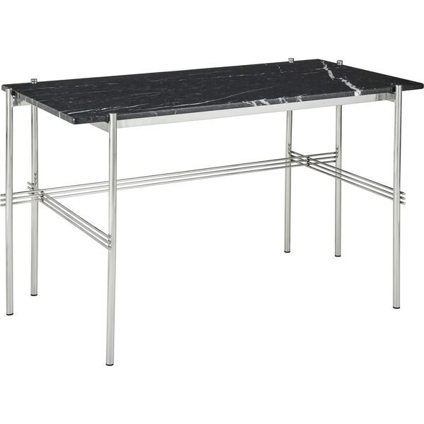 TS Desk 120x60 Polished Steel/Black Marquina Marble
