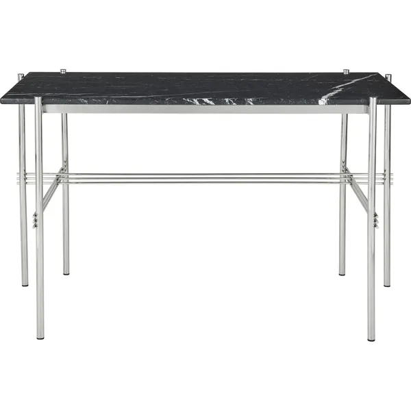 TS Skrivebord 120x60 Polert Stål/sort Marmor