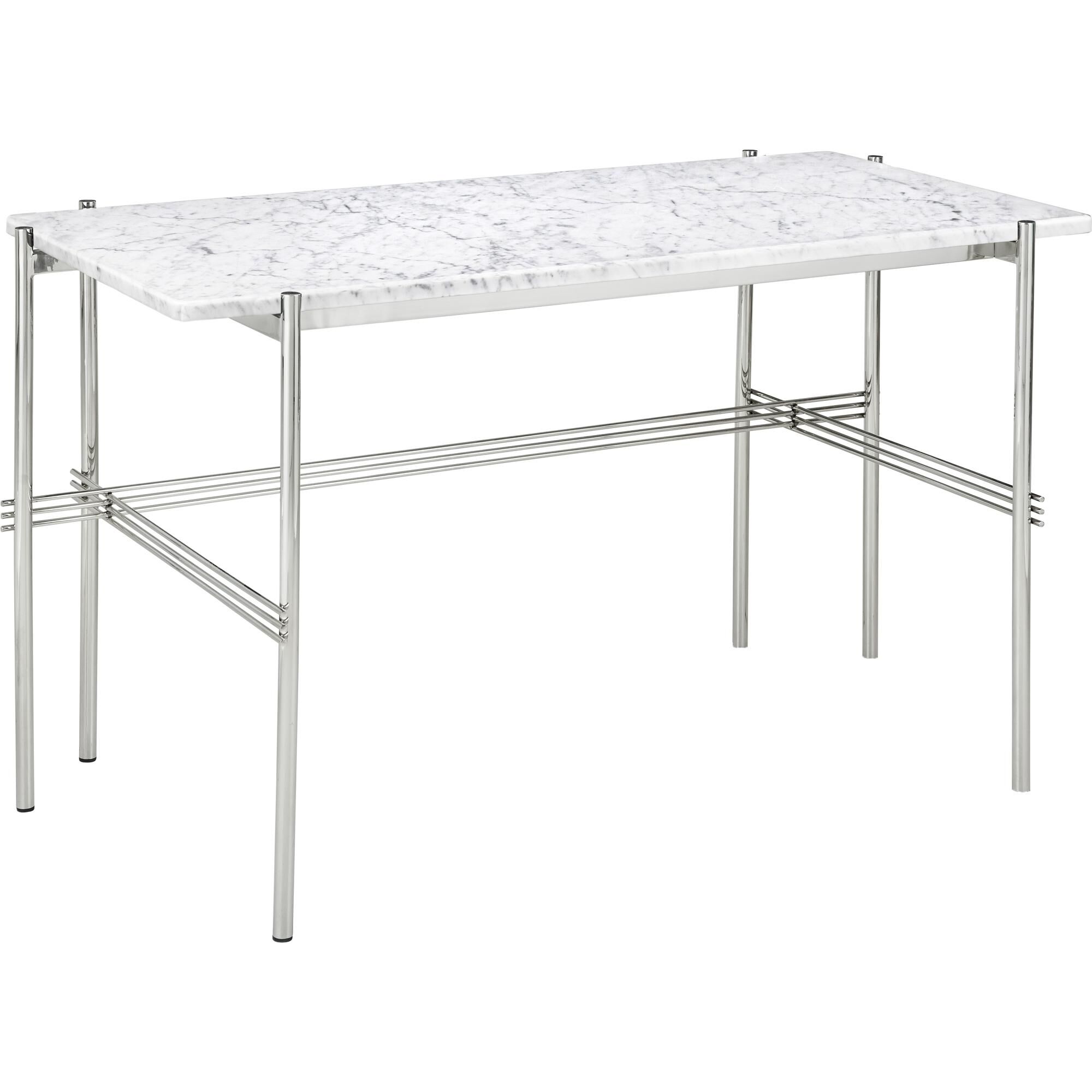 TS Skrivebord 120x60 Poleret Stl/White Carrara Marmor