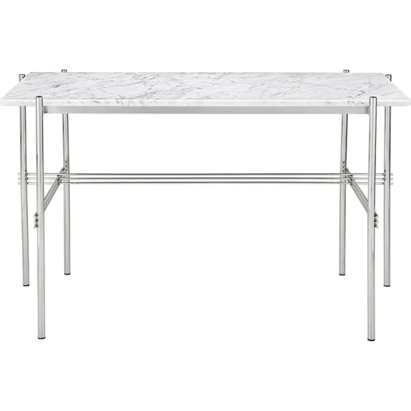 TS Bureau 120x60 Gepolijst Staal/wit Carrara-marmer