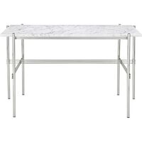 TS Bureau 120x60 Gepolijst Staal/wit Carrara-marmer