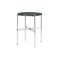 TS Side Table Round Ø40 Polished Steel/Green Guatemala Marble