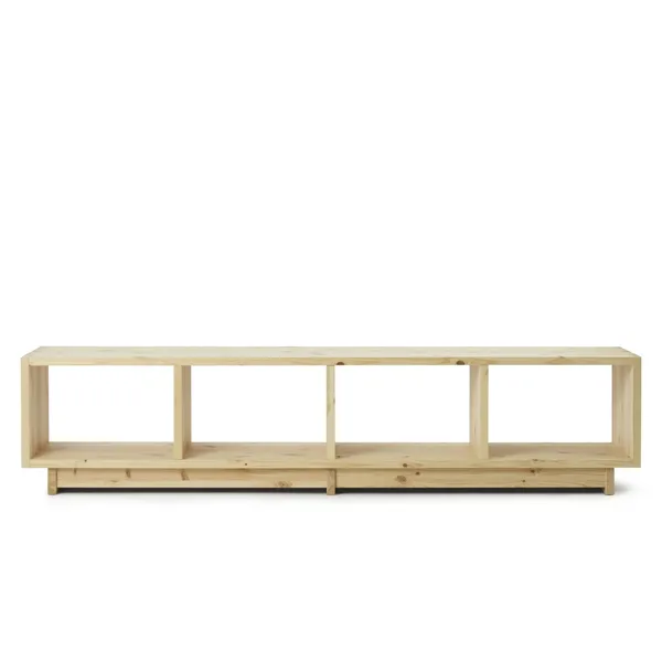 Pine Bookcase Low Pine Wood