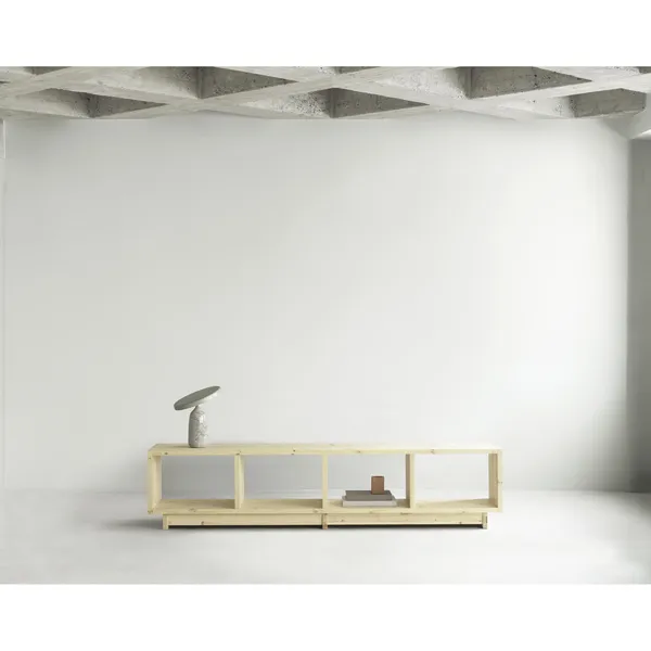 Pine Bookcase Low Pine Wood