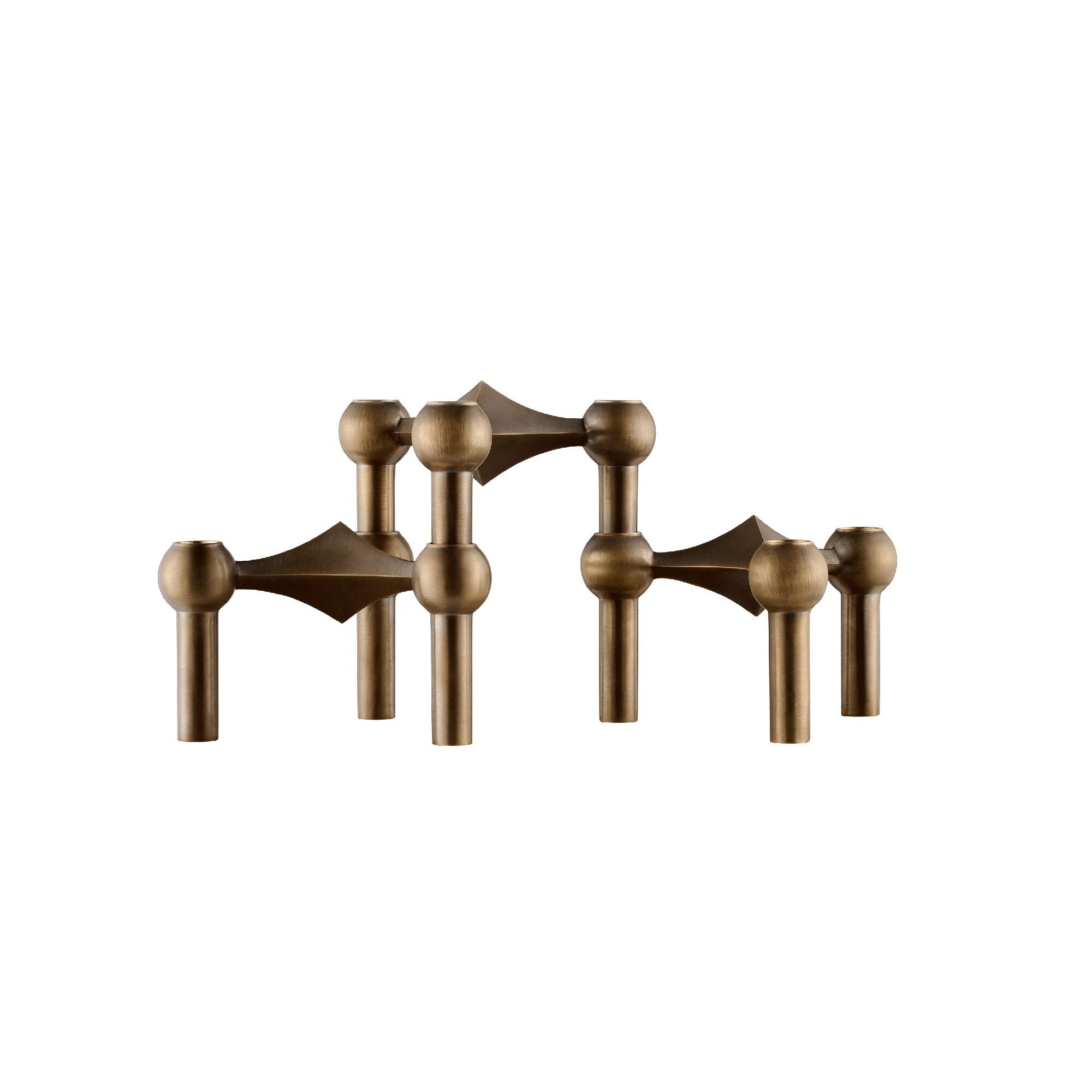 Candle Holder Set of 3 Burnished Brass