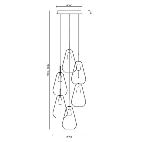 Anoli 6 Chandelier Nordic Gold
