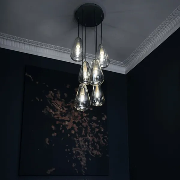 Anoli 6 Chandelier Nordic Gold