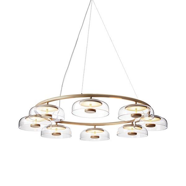 Blossi 8 Ljuskrona Nordic Guld & Klart Glas