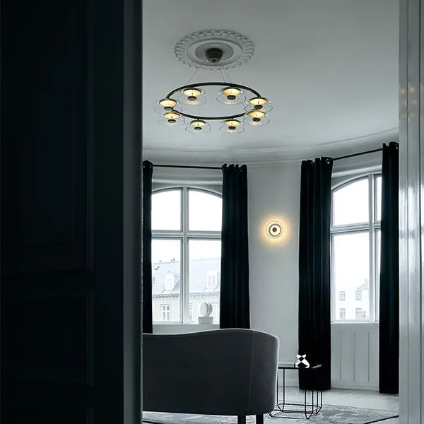 Blossi 8 Kronleuchter, Nordisches Gold & Klarglas