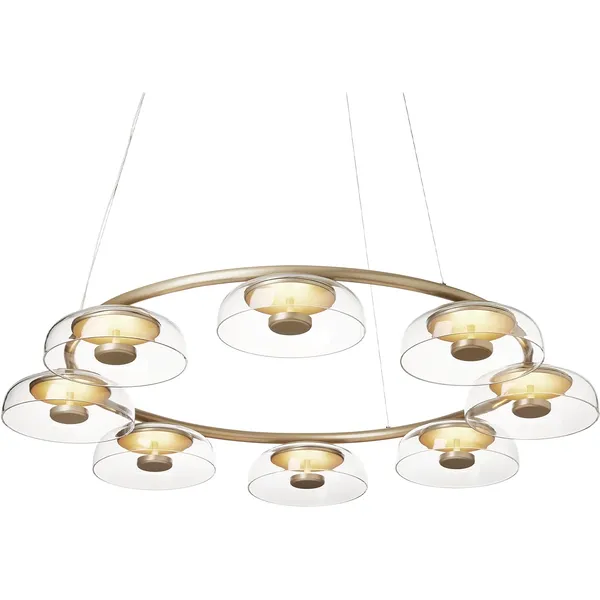 Blossi 8 Lysekrone Nordisk Guld & Klart Glas