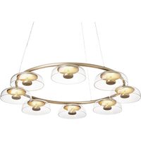 Blossi 8 Lysekrone Nordisk Guld & Klart Glas