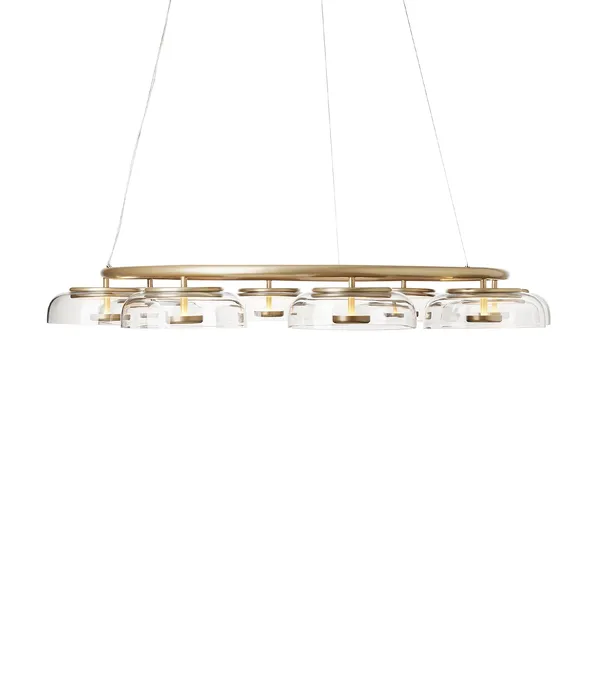Blossi 8 Lysekrone Nordisk Guld & Klart Glas