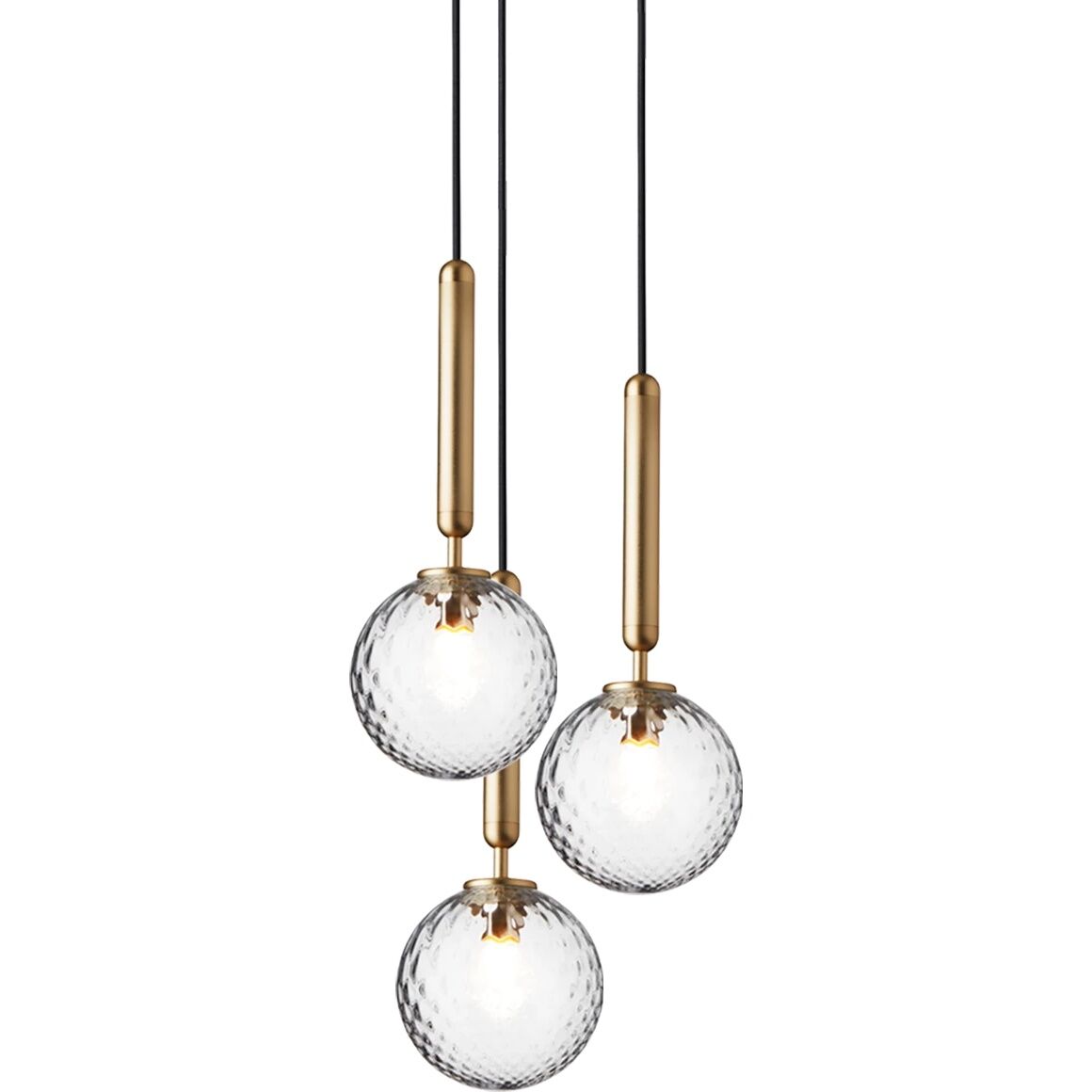 Miira 3 Taklampe i Messing og Klar Optikk