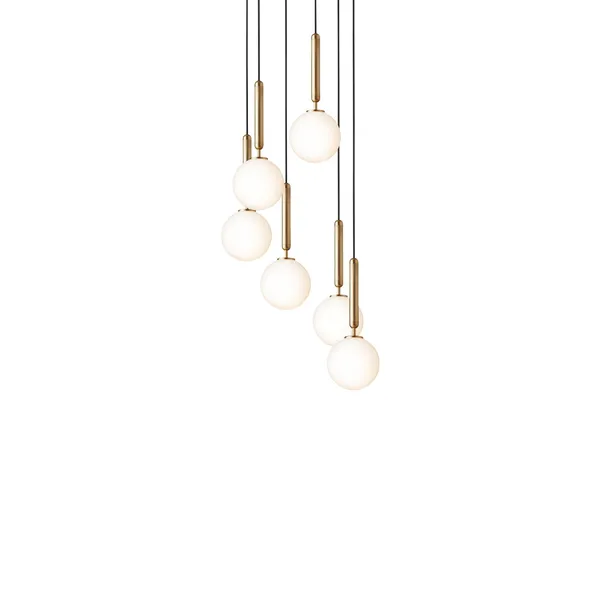 Miira 6 Pendelleuchte Klein Messing & Opal