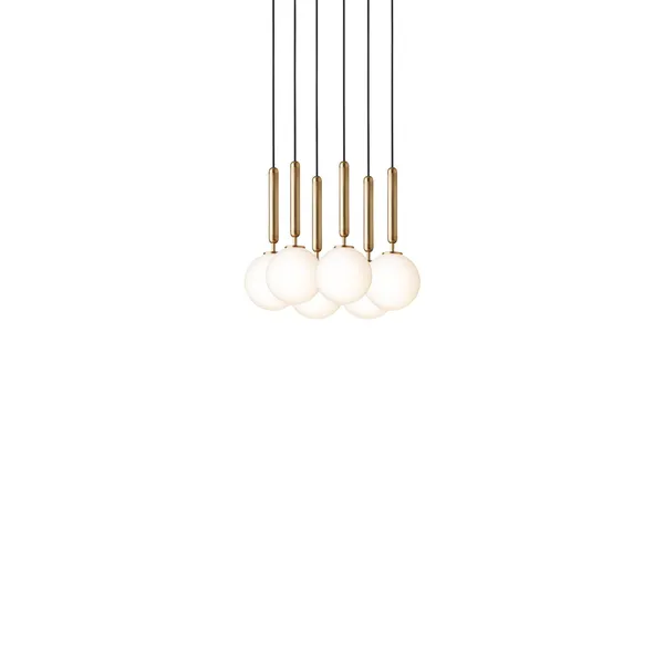 Miira 6 Pendelleuchte Klein Messing & Opal