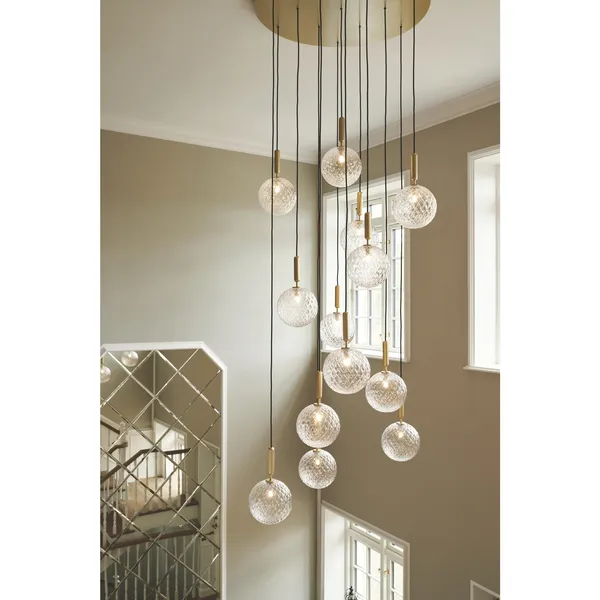 Miira 13 Kronleuchter, Klein , Messing & Klar Optik