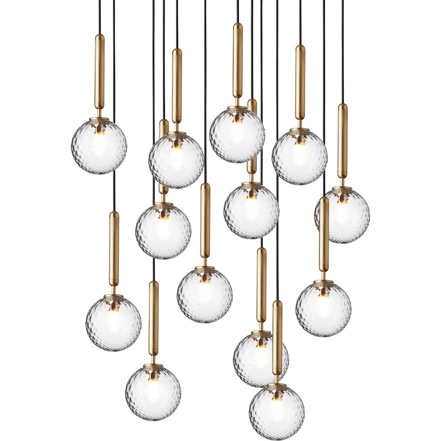 Miira 13 Lysekrone Liten Messing og Klar Optikk