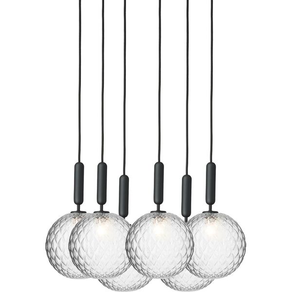 Miira 6 Pendelleuchte , Groß , Grau und Klar Optik