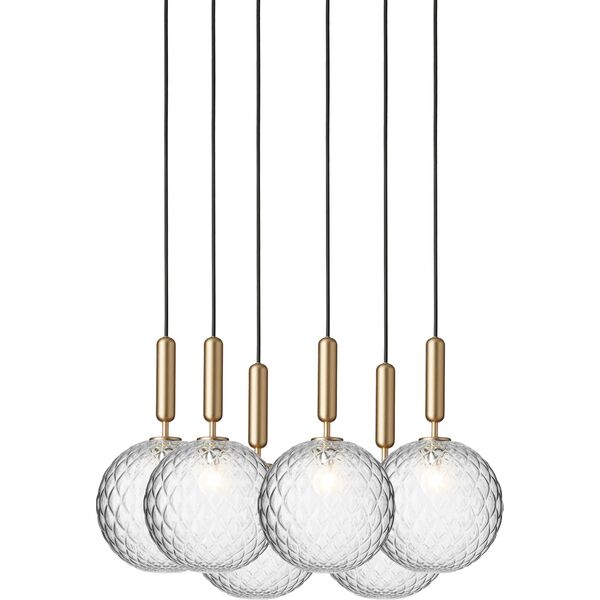 Miira 6 Pendelleuchte Groß Messing & Klar Optik