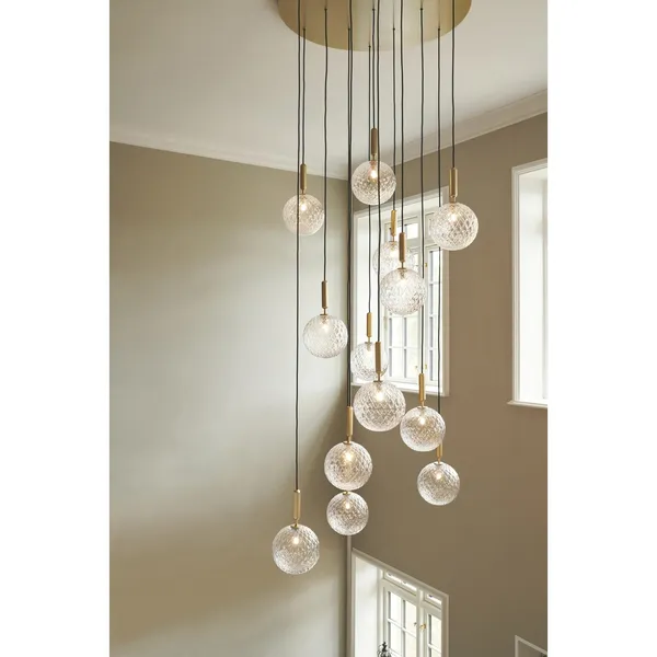 Miira 13 Lysekrone Stor Messing & Opal