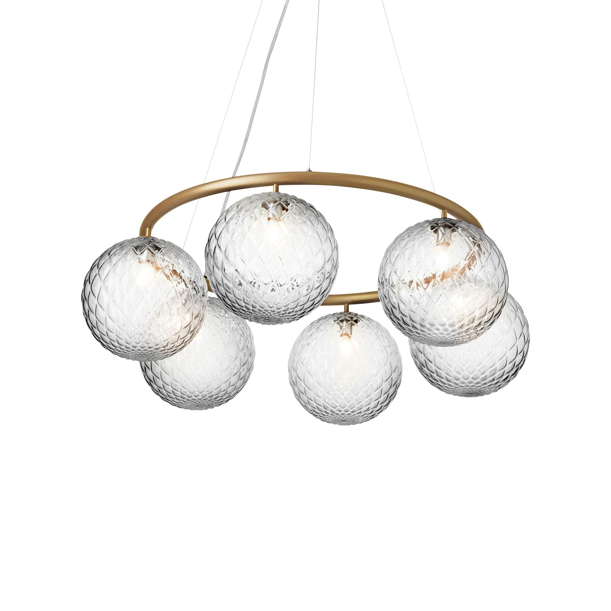 Miira 6 Cirkul&auml;r Ljuskrona M&auml;ssing/optisk Transparent