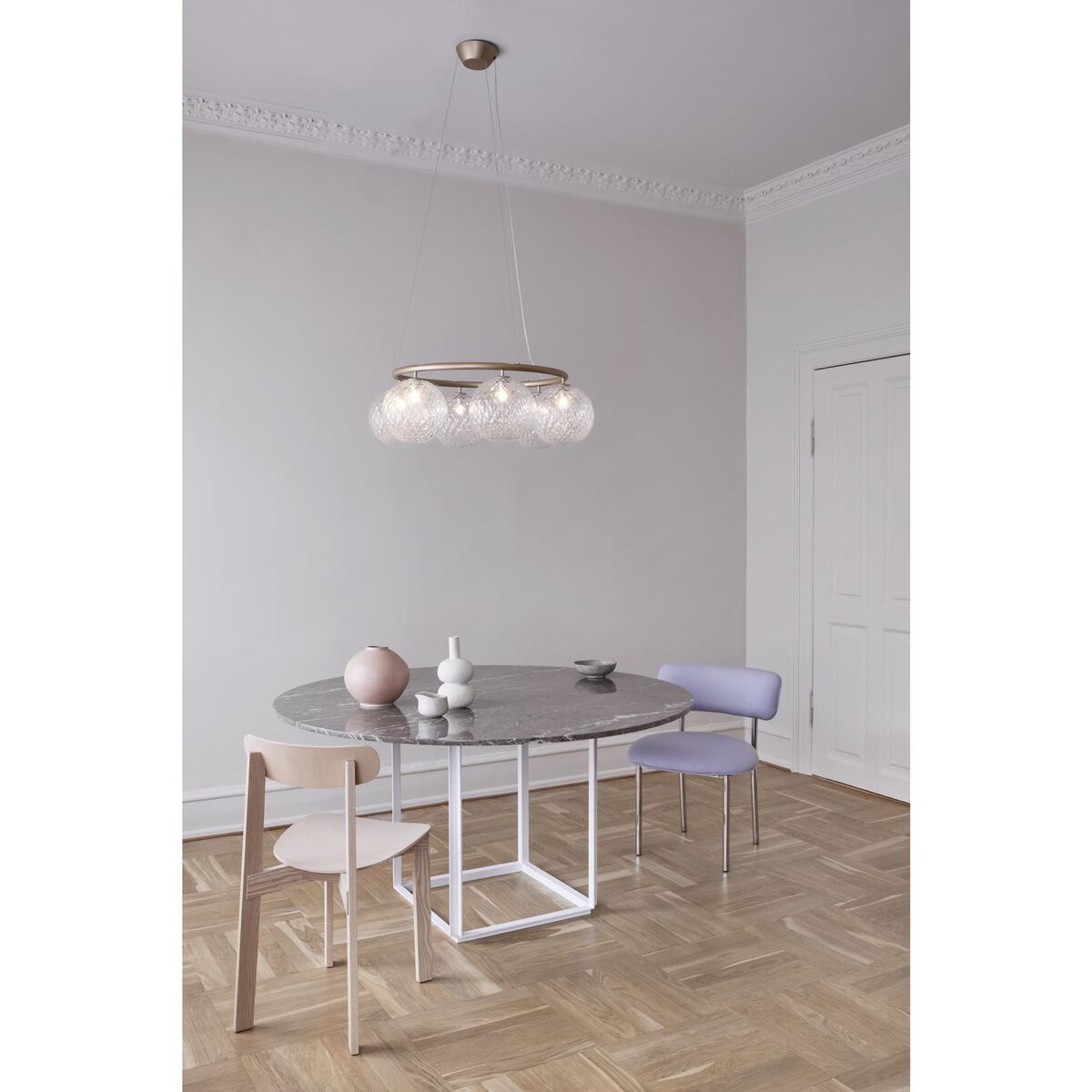 Miira 6 Circular Lysekrone Messing/Optic Klar