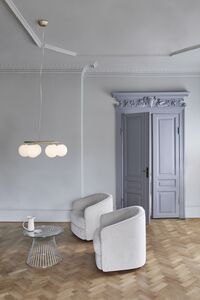 Miira 6 Pyöreä Kattokruunu Messinki/opaalivalkoinen