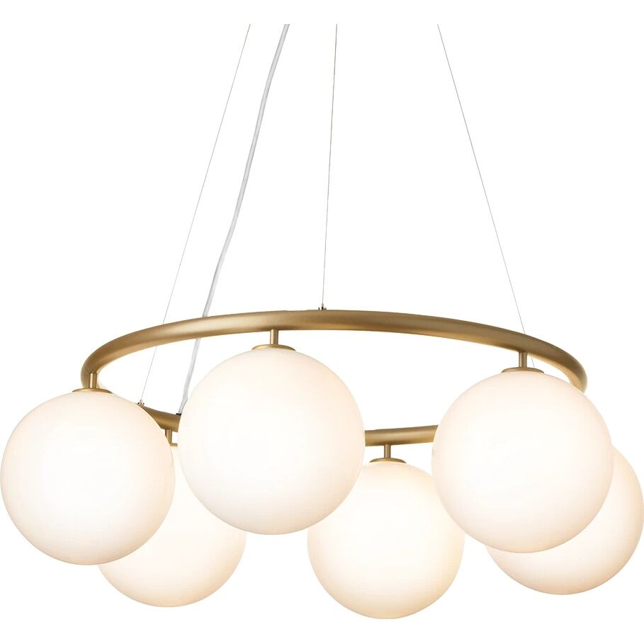 Miira 6 Lustre Circulaire Laiton/ Blanc Opale