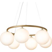 Miira 6 Circular Lysekrone Messing/Opal Hvid