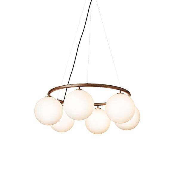 Miira 6 Circular Chandelier Dark Brons/ Opalvit