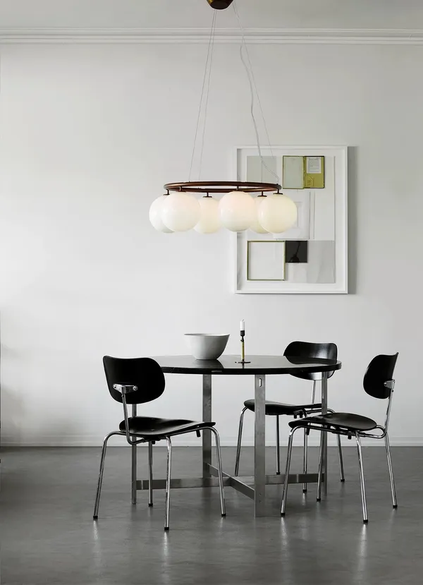 Miira 6 Circular Lysekrone Mørk Bronze/Opal Hvid