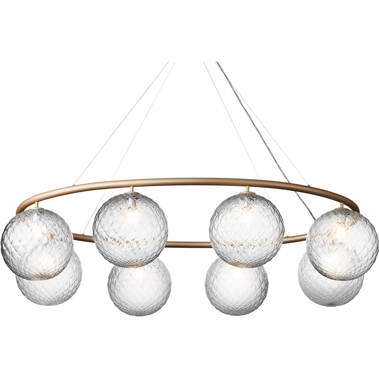 Miira 8 Oval Lysekrone Messing/ Optikk Klar