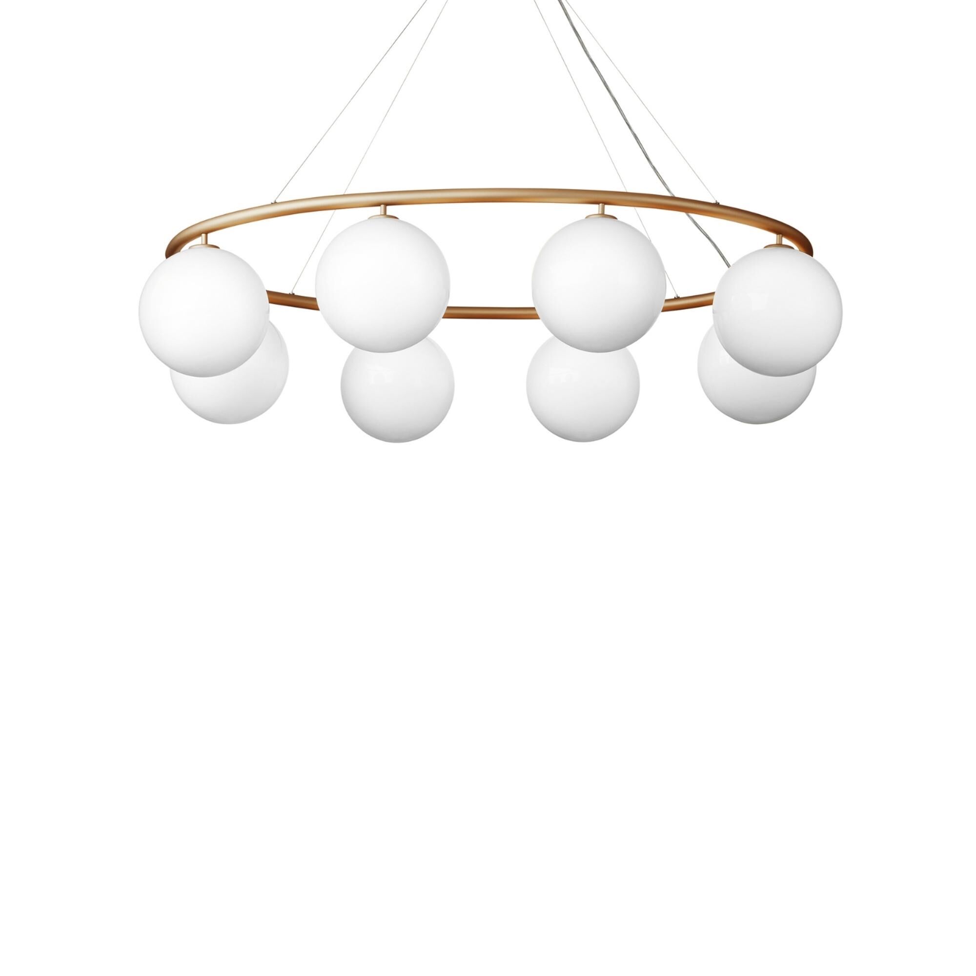 Miira 8 Oval Ljuskrona M&auml;ssing/ Opal