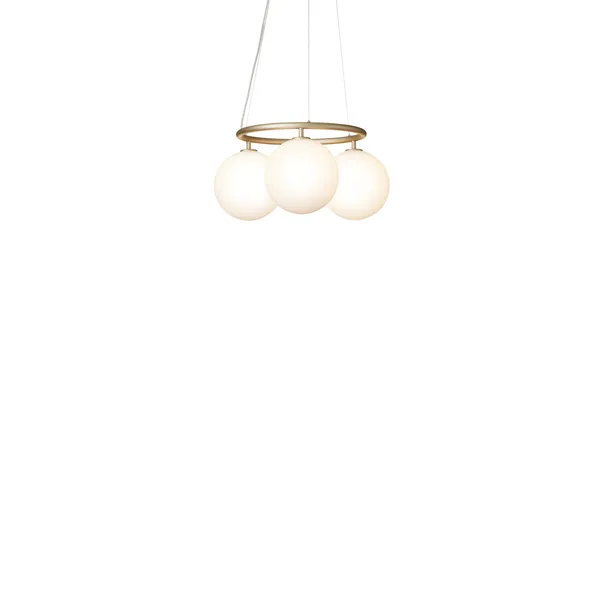 Miira 3 Runder Pendelleuchte Messing/ Opal