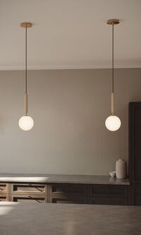 Miira 1 Pendel Messing & Opal Hvid Lille