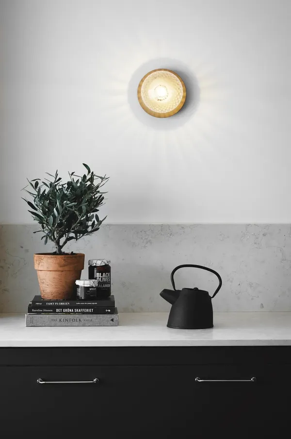 Liila 1 Væg/Loftlampe Guld & Klar Glas Medium
