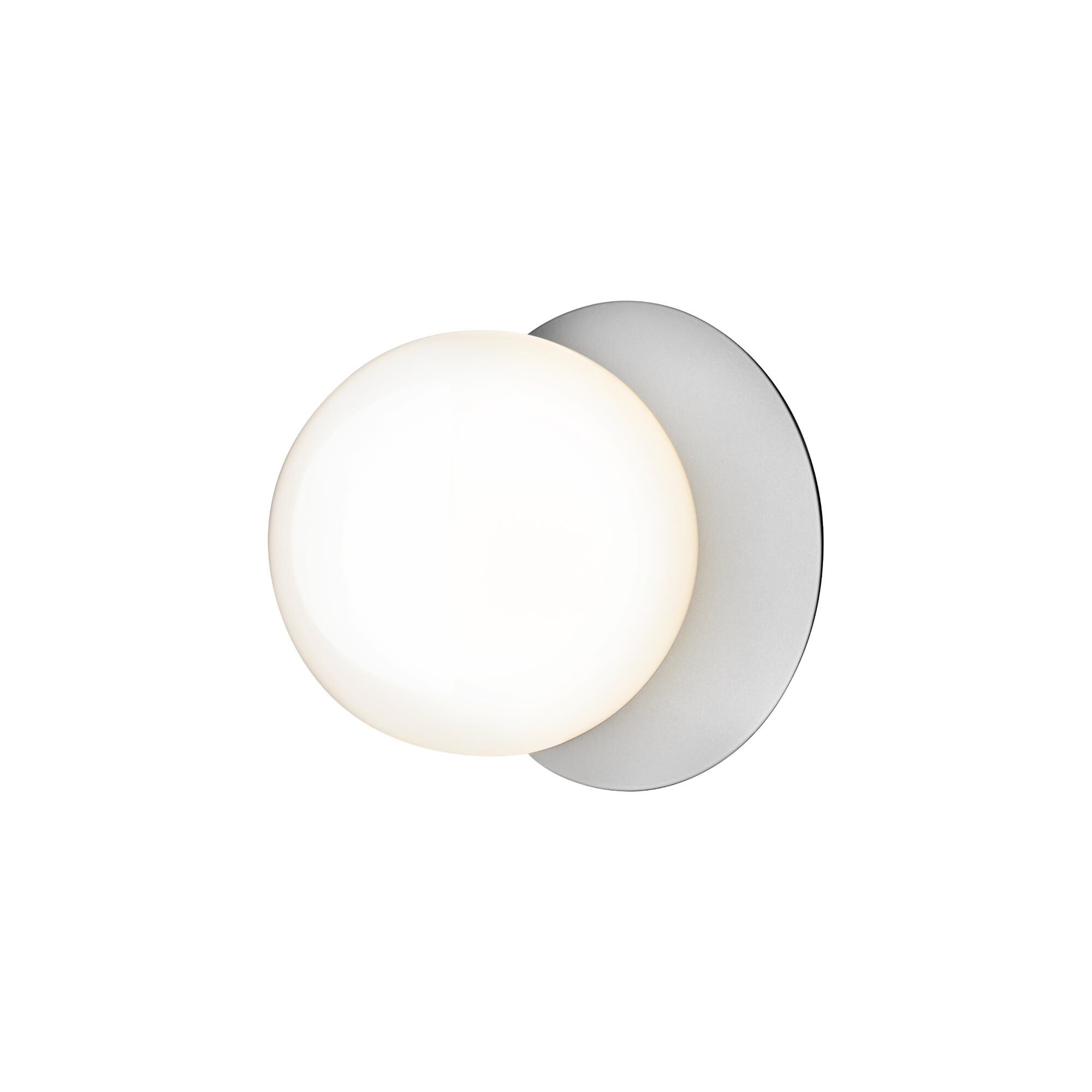 Liila 1 V&auml;gg-/ Taklampa Silver & Opalglas Mellan