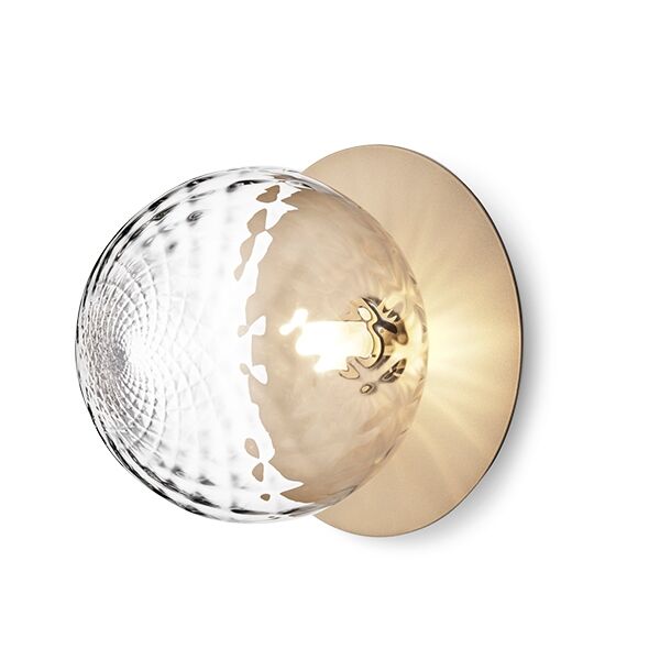 Liila 1 V&auml;gg-/ Taklampa Guld & Klart Glas Stor