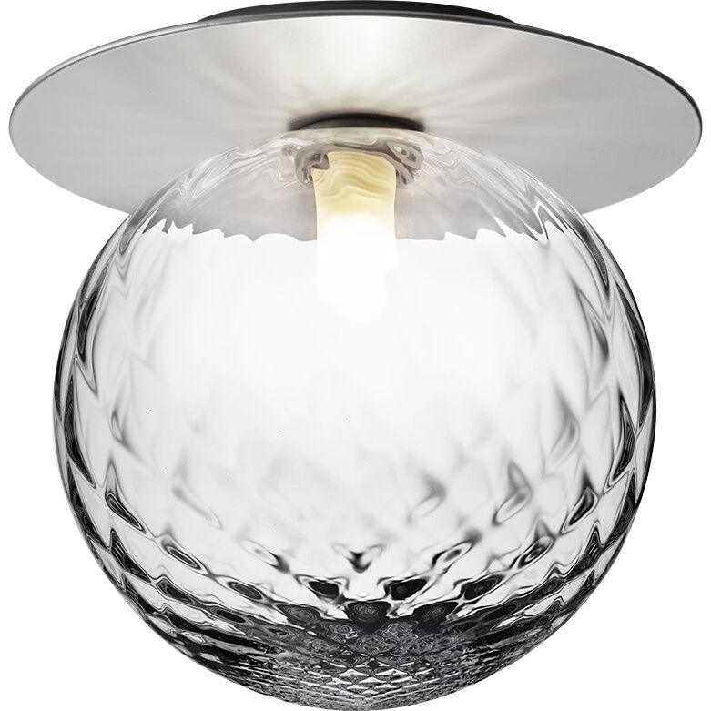 Liila 1 V&auml;gg-/ Taklampa Silver & Klart Glas Stor
