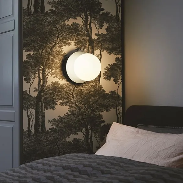 Liila 1 Wall/ Ceiling Light Silver & Opal Glass Large