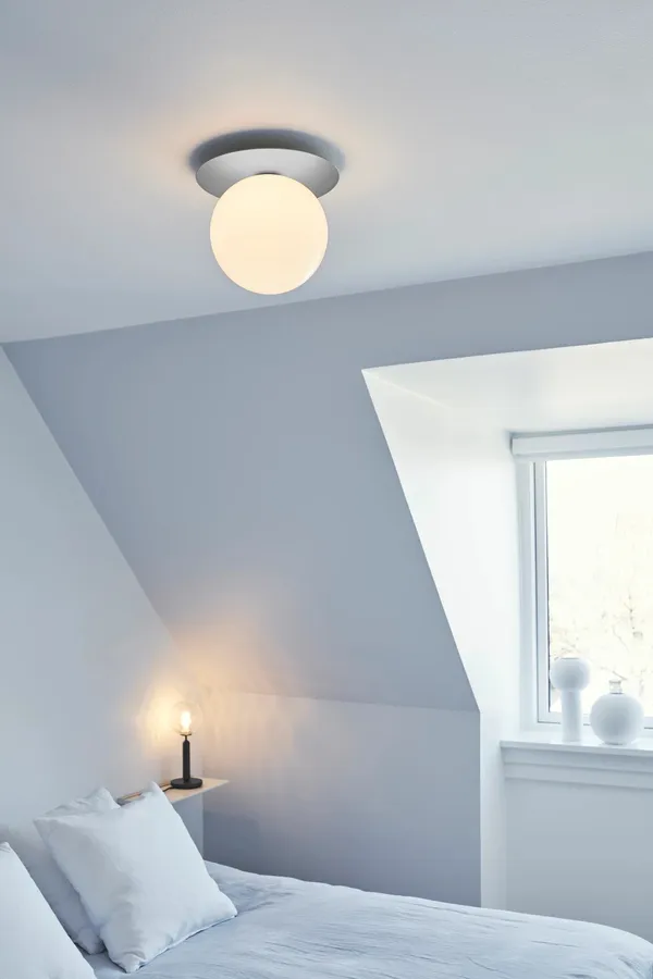 Liila 1 Væg/Loftlampe Sølv & Opal Glas Stor