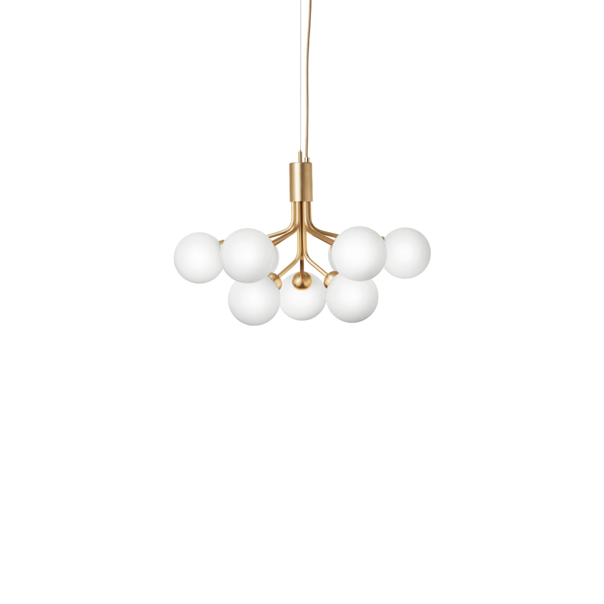 Lustre Apiales 9 en Laiton et Verre Opale