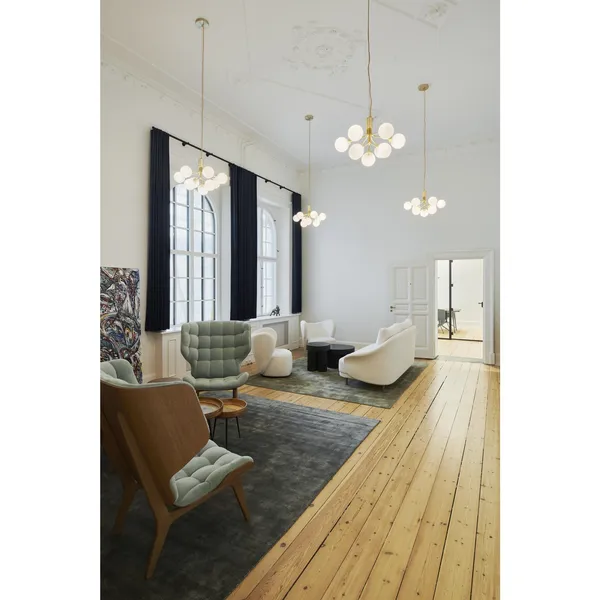 Apiales 9 Chandelier Brass and Opal Glass