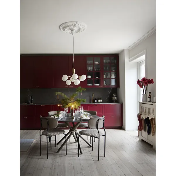 Apiales 9 Chandelier Brass and Opal Glass