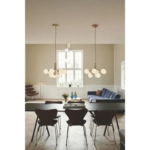 Apiales 9 Chandelier Brass and Opal Glass