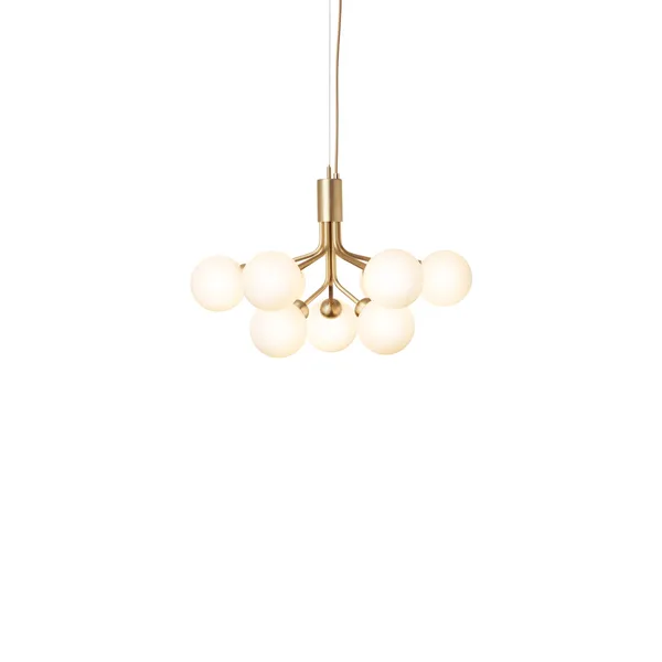 Apiales 9 Chandelier Brass and Opal Glass