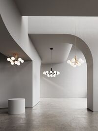 Apiales 9 Chandelier Brass and Opal Glass